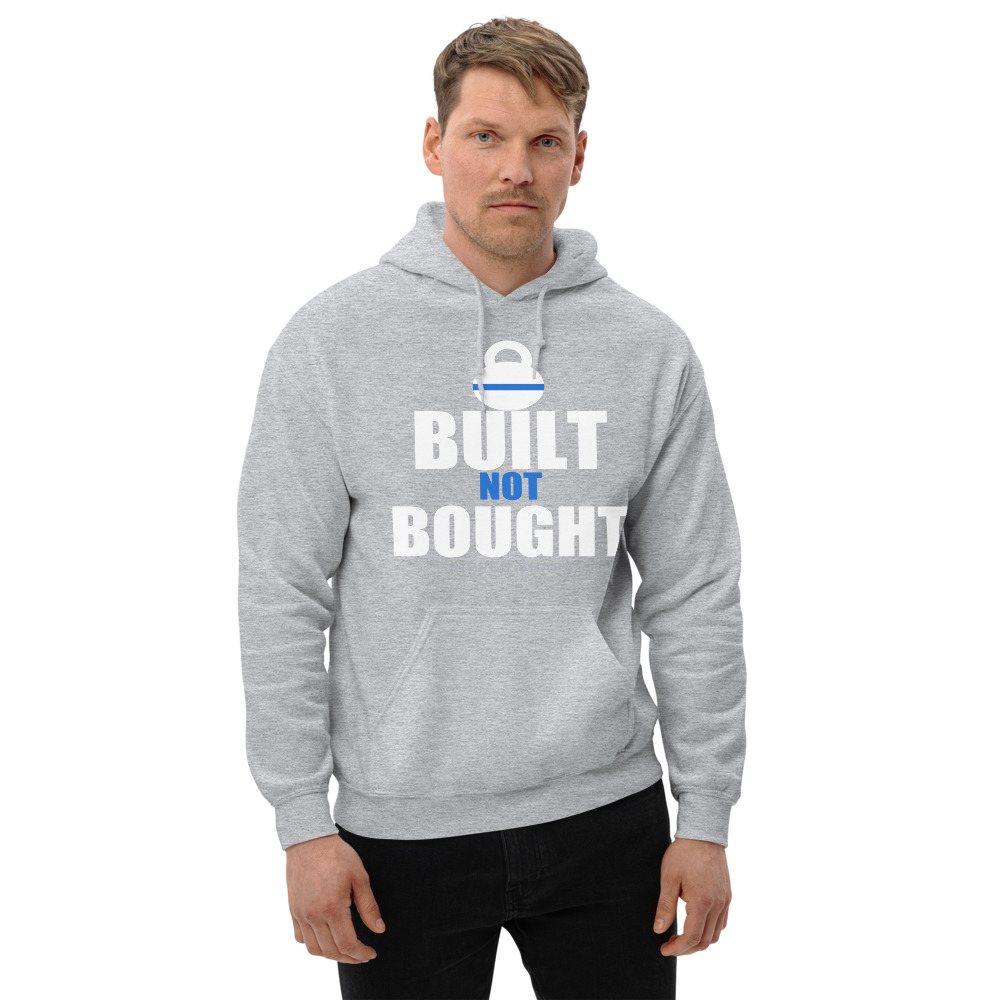 Ripped Shape Built Not Bought Iron Dept. Hoodie Front