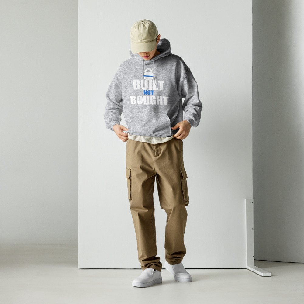 Ripped Shape Built Not Bought Iron Dept. Hoodie Front
