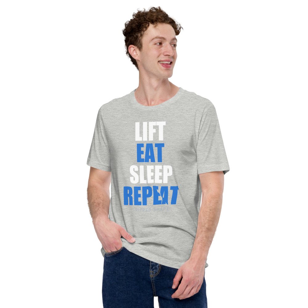 Ripped Shape Lift Eat Sleep Repeat Iron Dept. Tee Front