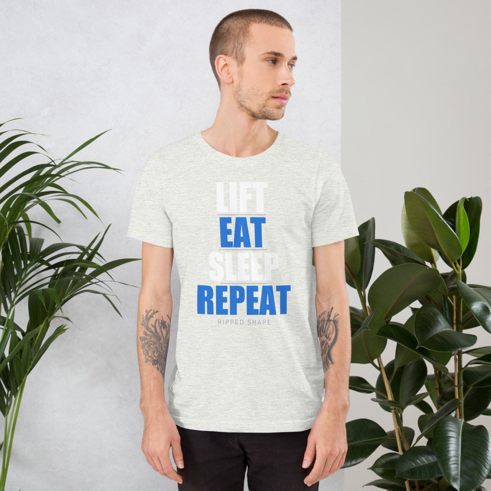 Ripped Shape Lift Eat Sleep Repeat Iron Dept. Tee Front