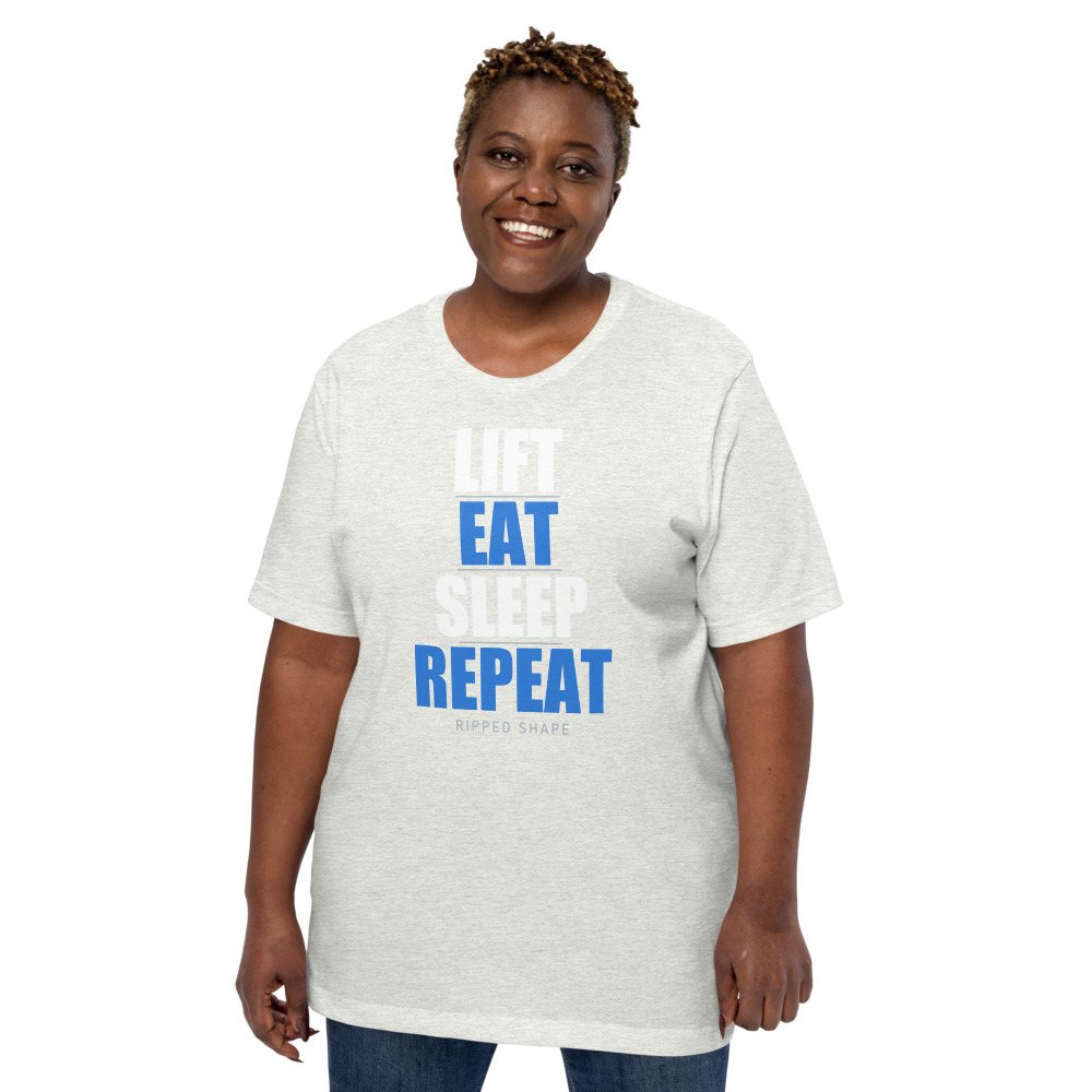 Ripped Shape Lift Eat Sleep Repeat Iron Dept. Tee Front