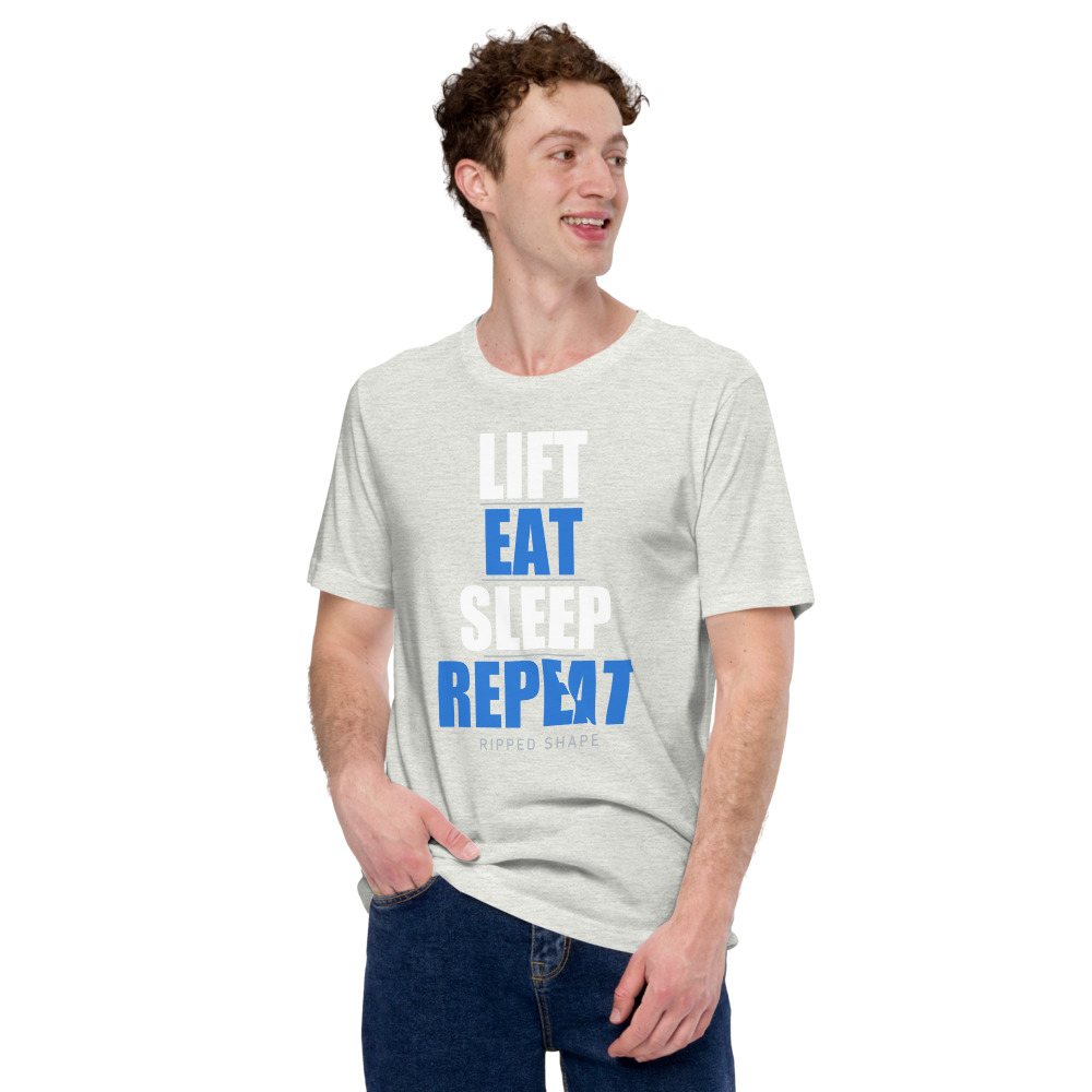 Ripped Shape Lift Eat Sleep Repeat Iron Dept. Tee Front