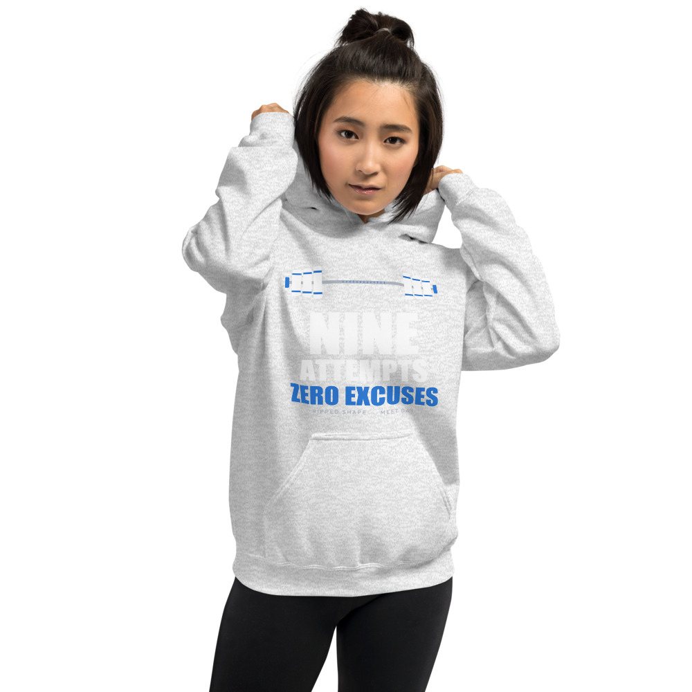 Ripped Shape Nine Attempts, Zero Excuses Sport Hoodie Front
