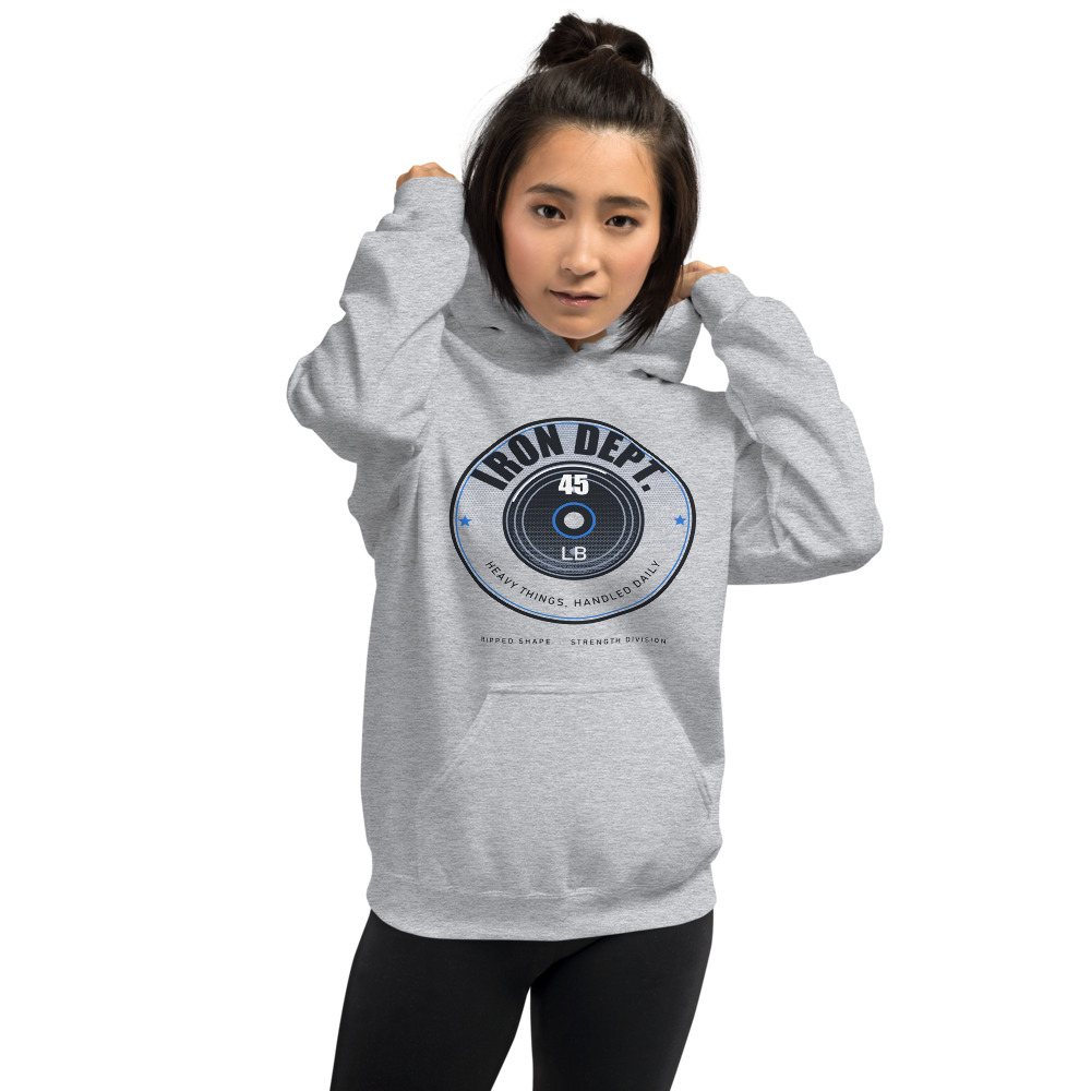 Ripped Shape Iron Dept. Plate Badge Strength Division Hoodie