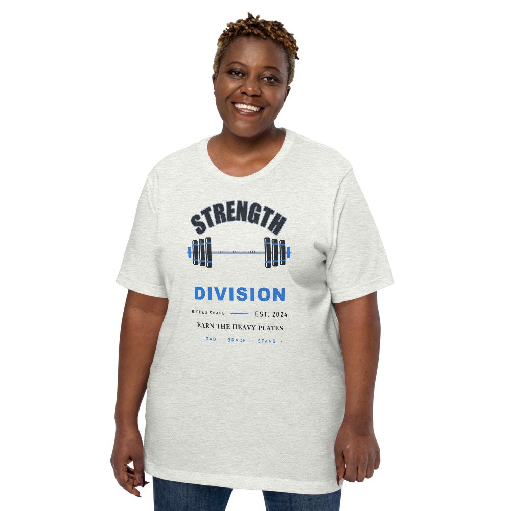 Ripped Shape Strength Division Varsity Strength Division Tee Front