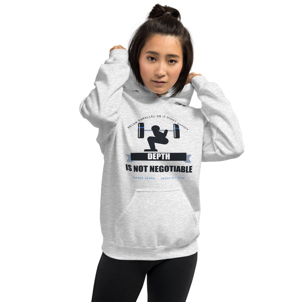Ripped Shape Depth Is Not Negotiable Strength Division Hoodie Front