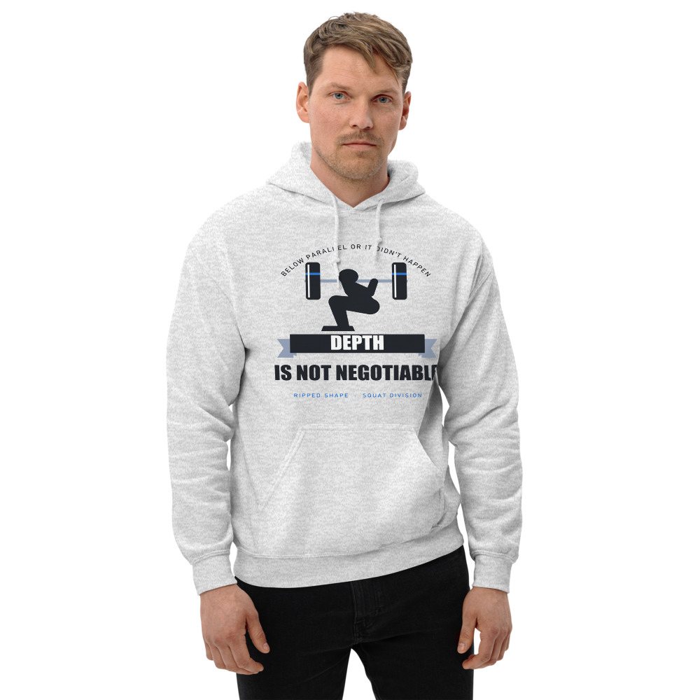 Ripped Shape Depth Is Not Negotiable Strength Division Hoodie Front