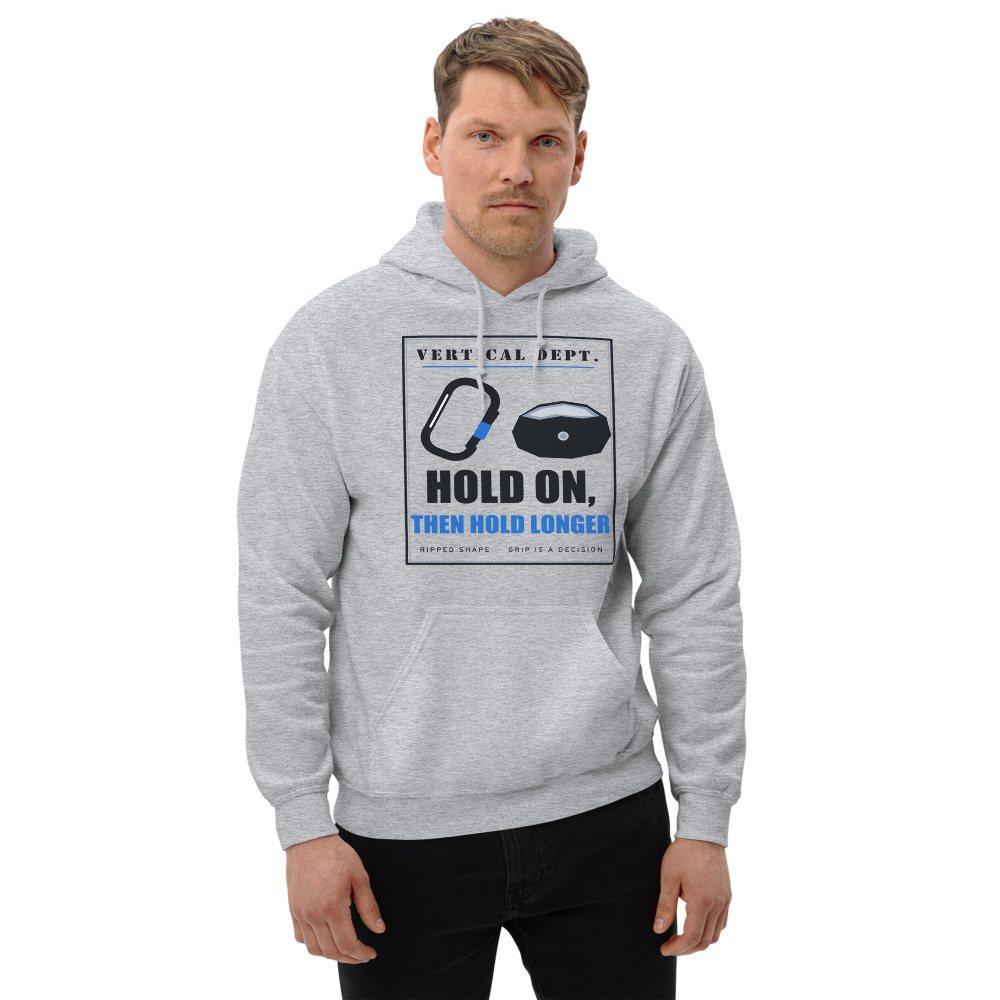 Ripped Shape Hold On Then Hold Longer Strength Division Hoodie Front