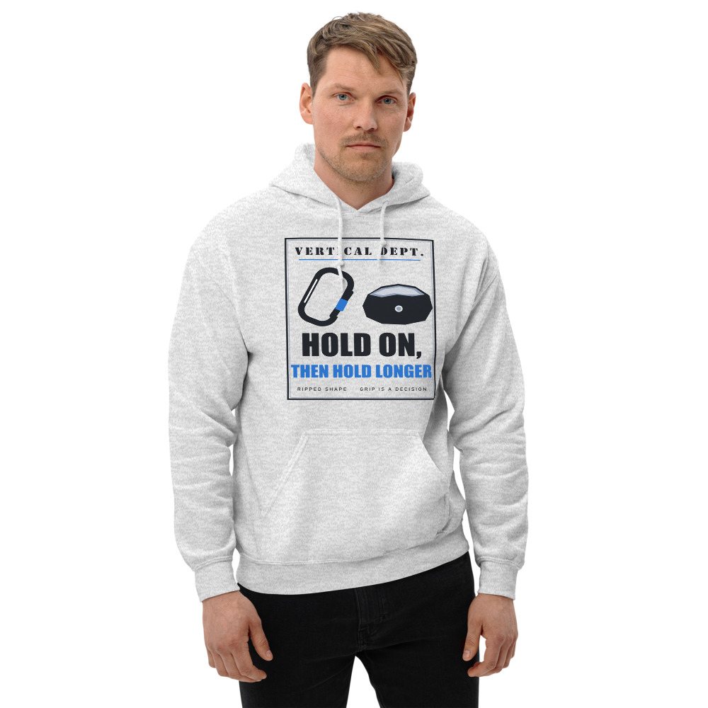 Ripped Shape Hold On Then Hold Longer Strength Division Hoodie Front