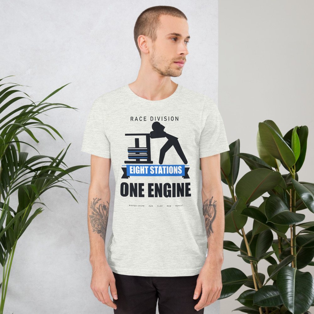 Ripped Shape Eight Stations One Engine Strength Division Tee Front