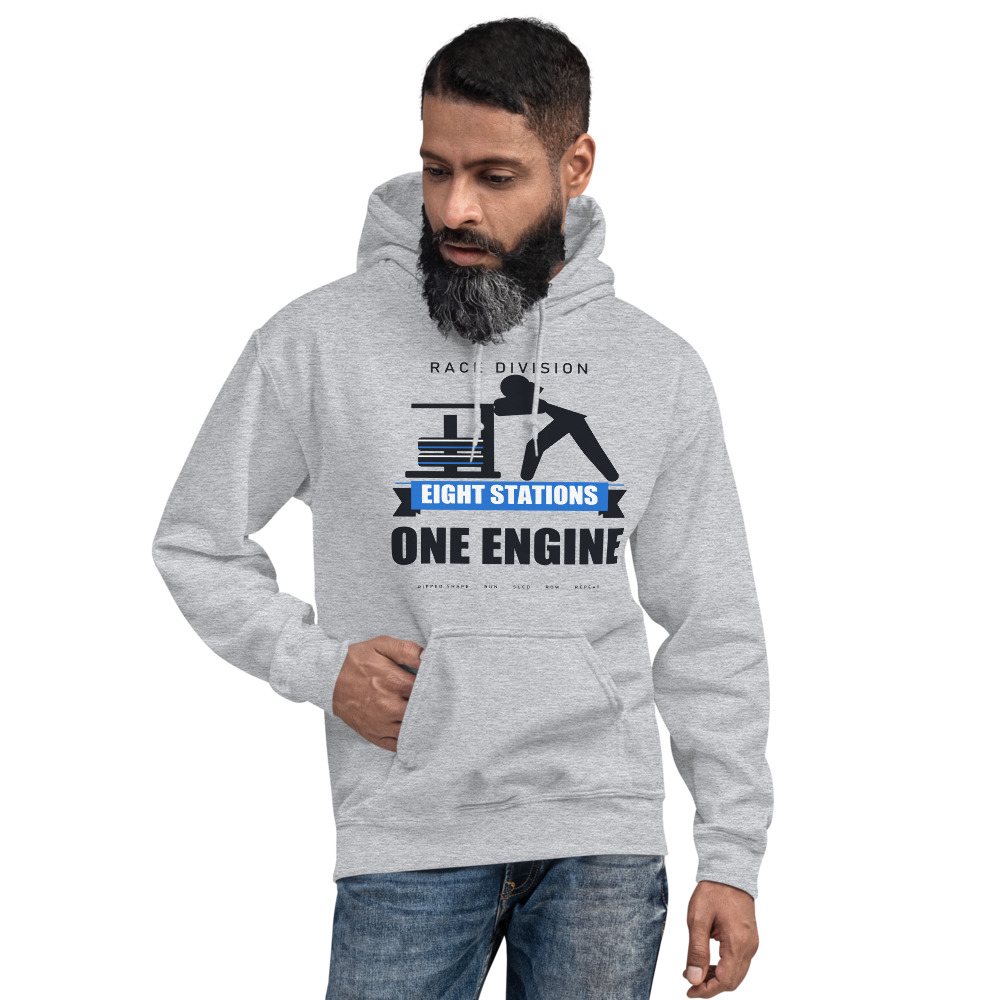 Ripped Shape Eight Stations One Engine Strength Division Hoodie Front