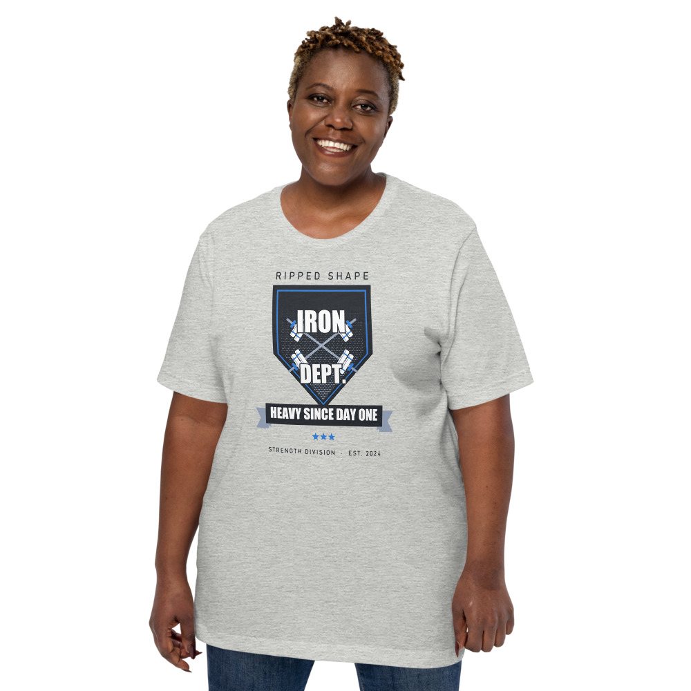 Ripped Shape Iron Dept. Crest Strength Division Tee Front