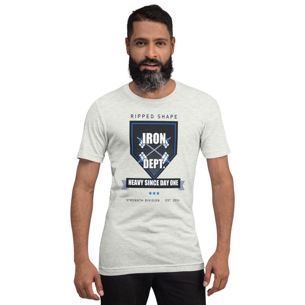 Ripped Shape Iron Dept. Crest Strength Division Tee Front