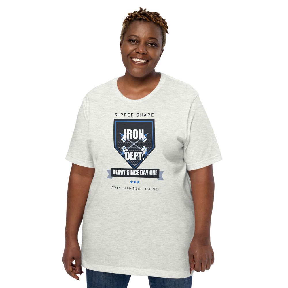 Ripped Shape Iron Dept. Crest Strength Division Tee Front