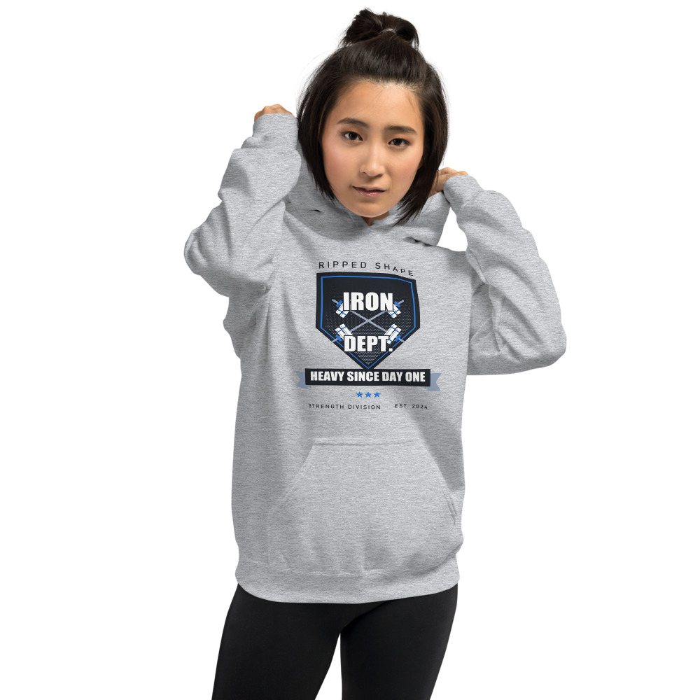 Ripped Shape Iron Dept. Crest Strength Division Hoodie