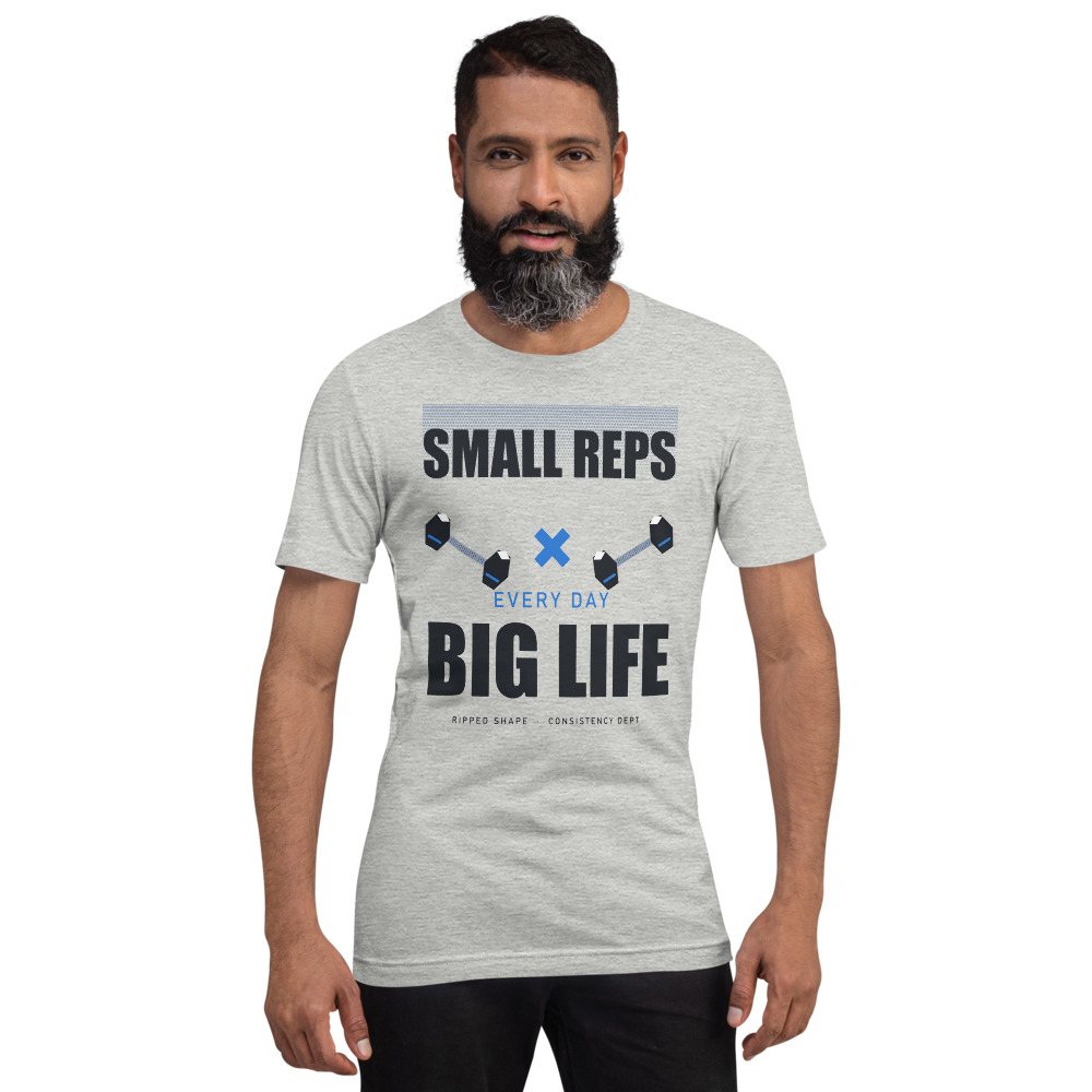 Ripped Shape Small Reps Big Life Strength Division Tee Front