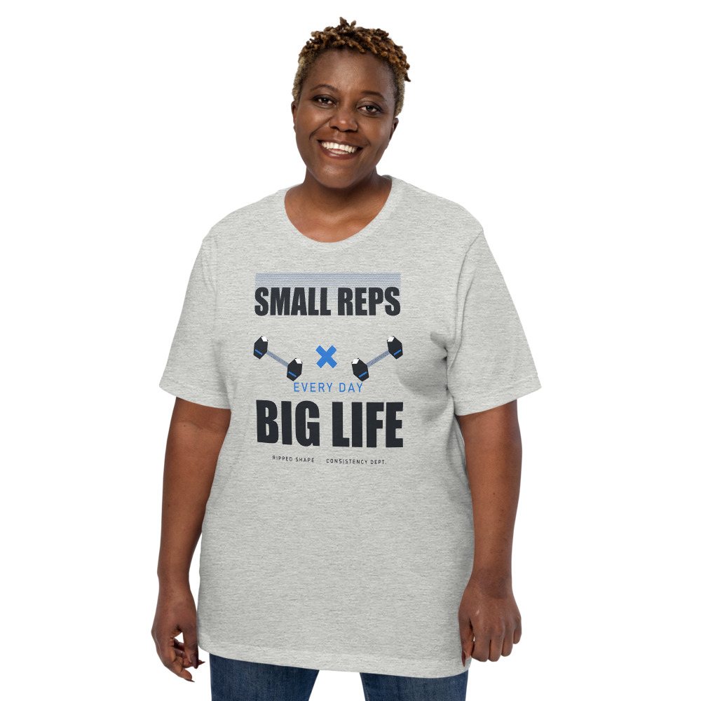 Ripped Shape Small Reps Big Life Strength Division Tee Front