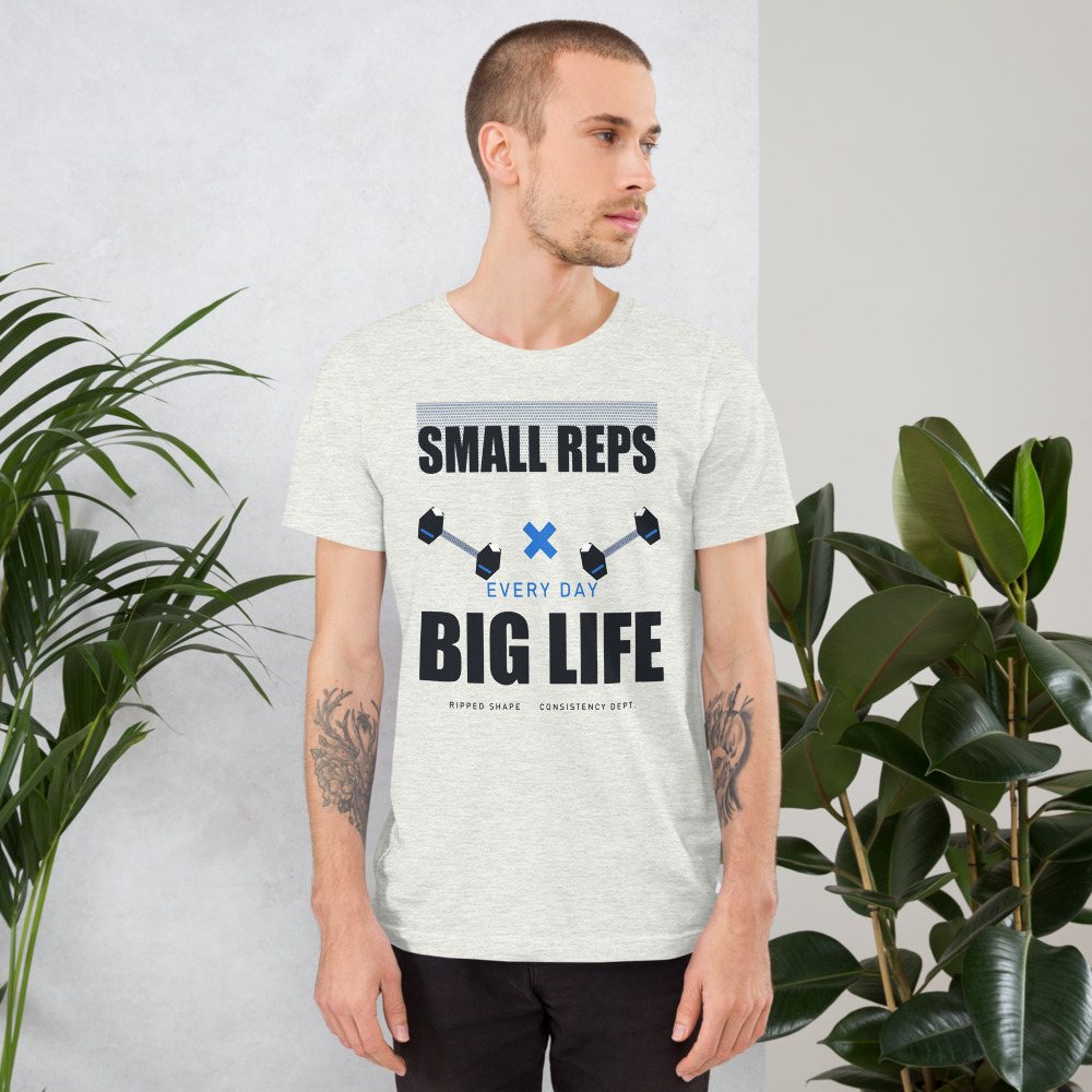 Ripped Shape Small Reps Big Life Strength Division Tee Front