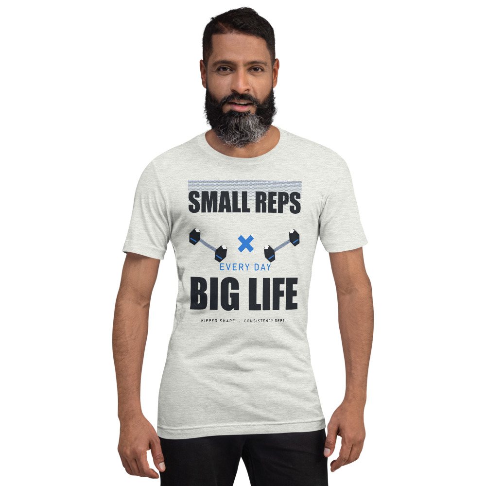 Ripped Shape Small Reps Big Life Strength Division Tee Front