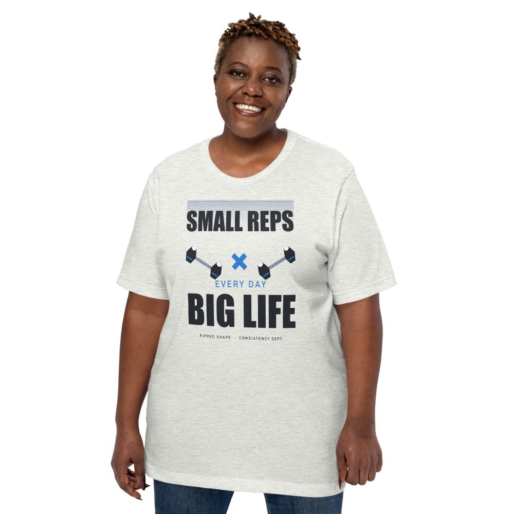 Ripped Shape Small Reps Big Life Strength Division Tee Front