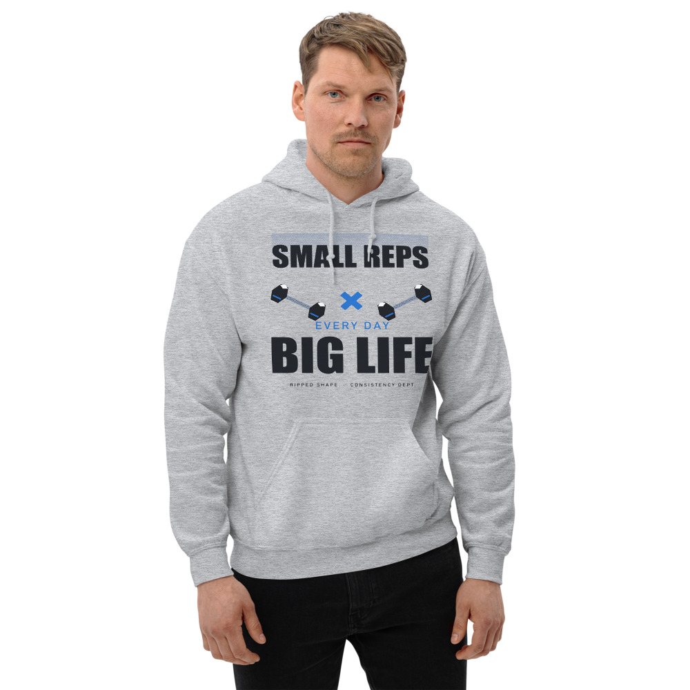 Ripped Shape Small Reps Big Life Strength Division Hoodie Front