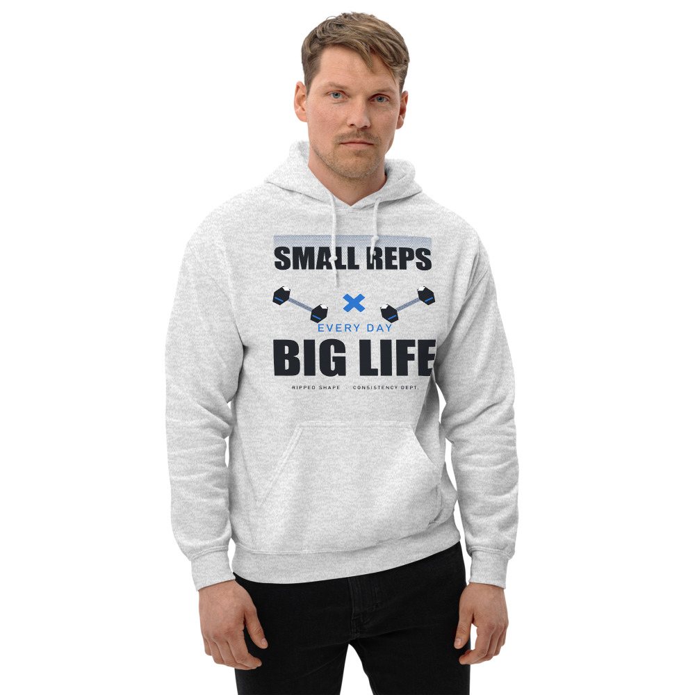 Ripped Shape Small Reps Big Life Strength Division Hoodie Front