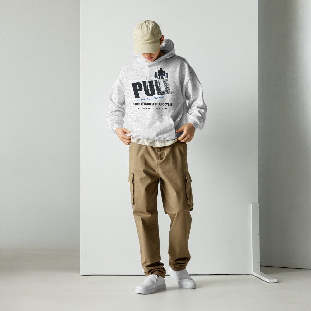 Ripped Shape Pull Floor To Lockout Strength Division Hoodie Front