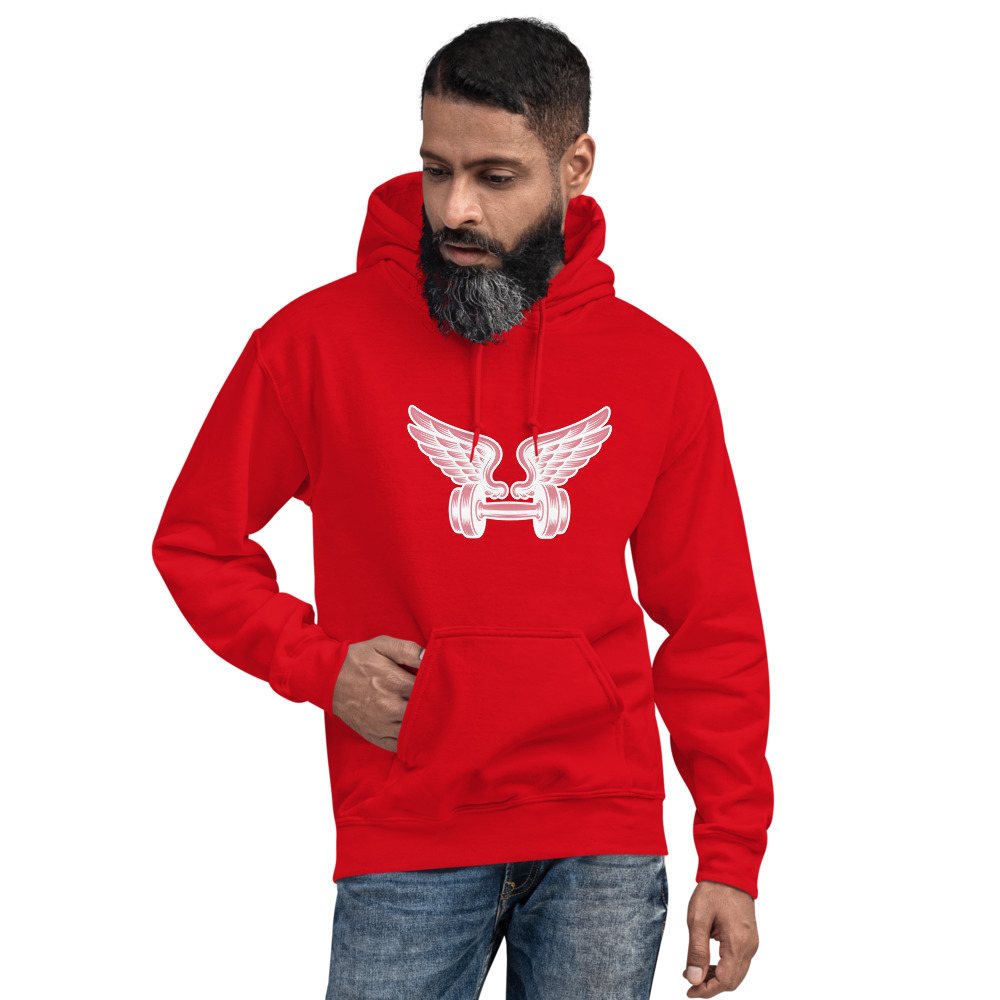 Ripped Shape Winged Dumbbell Icon Hoodie
