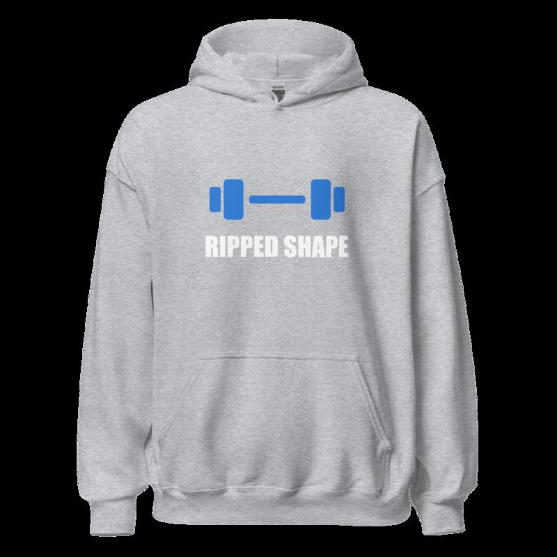 Ripped Shape Dumbbell Hoodie Sport Grey
