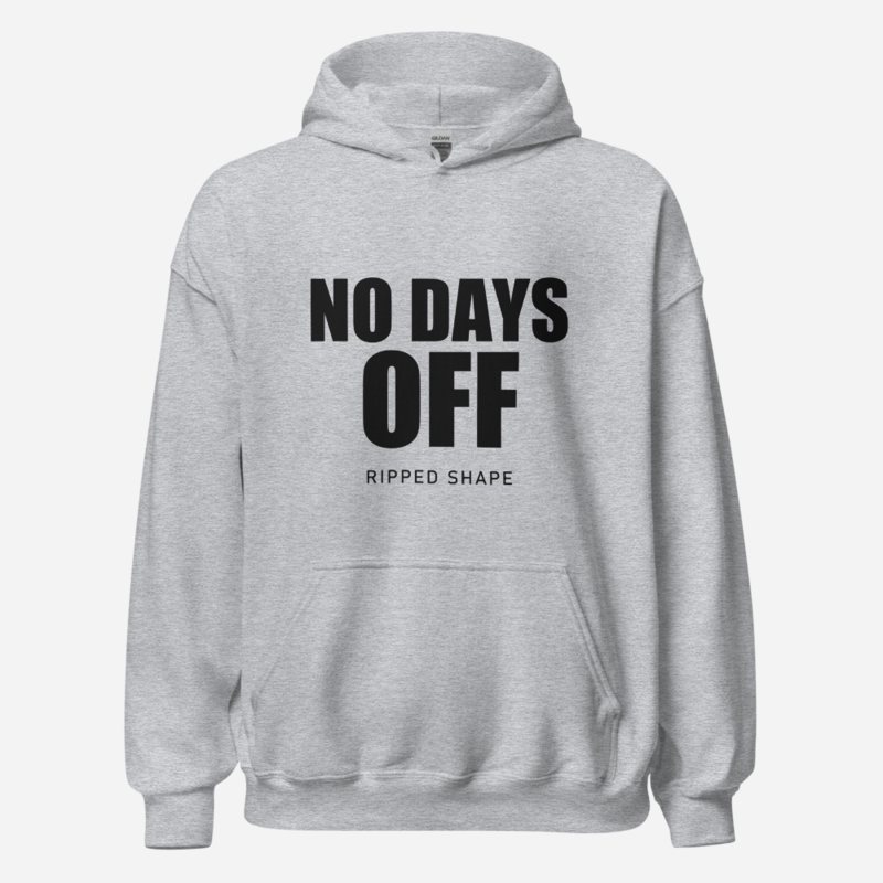 Ripped Shape No Days Off Hoodie in Sport Grey