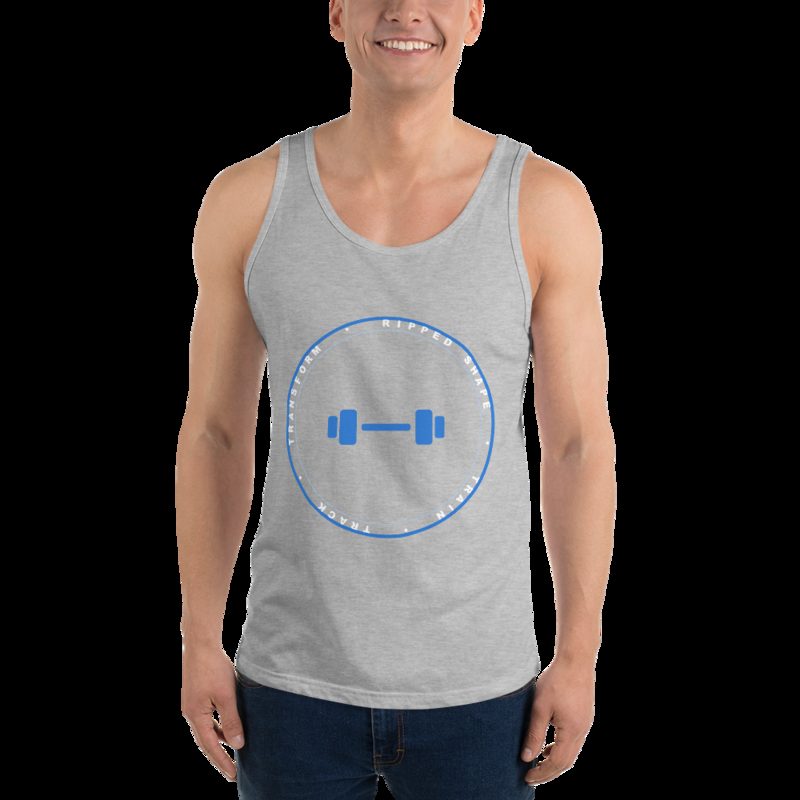 Ripped Shape Badge Tank Athletic Heather