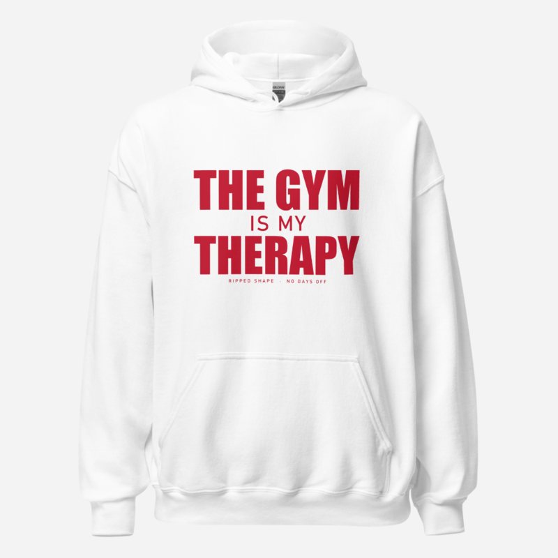 Ripped Shape Gym Therapy Hoodie in White
