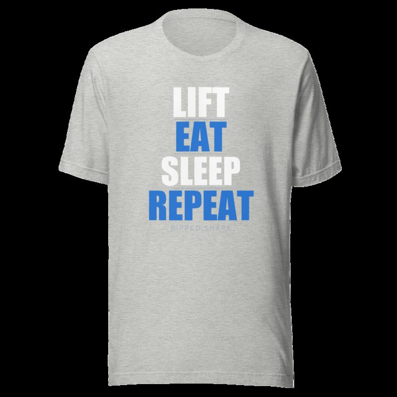 Ripped Shape Lift Eat Sleep Repeat Iron Dept. Tee Athletic Heather