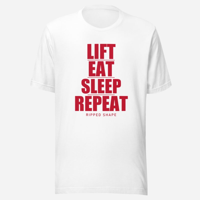 Ripped Shape Lift Eat Sleep Repeat Iron Dept. Tee in White