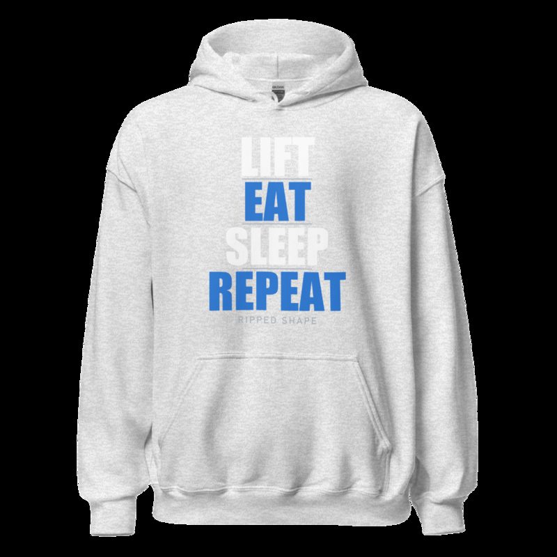 Ripped Shape Lift Eat Sleep Repeat Iron Dept. Hoodie Ash