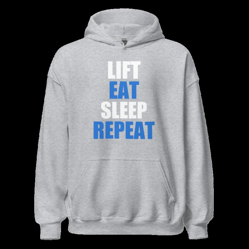 Ripped Shape Lift Eat Sleep Repeat Iron Dept. Hoodie Sport Grey