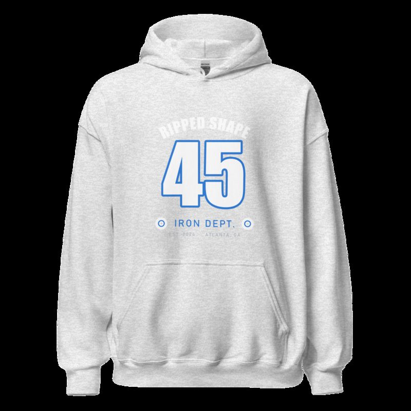 Ripped Shape Varsity 45 (back print) Iron Dept. Hoodie Ash