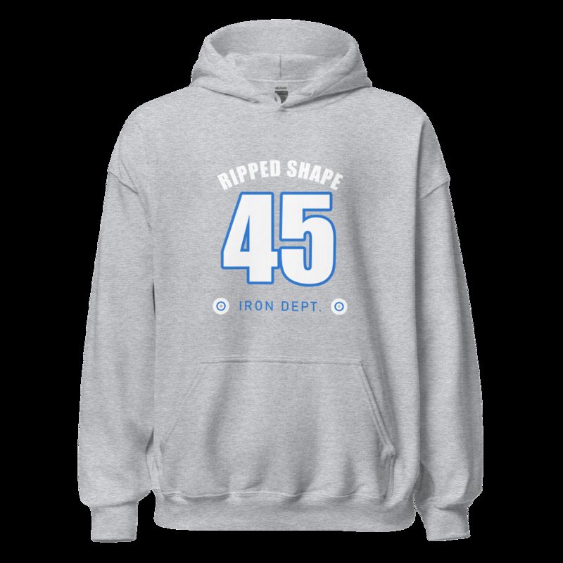 Ripped Shape Varsity 45 (back print) Iron Dept. Hoodie Sport Grey