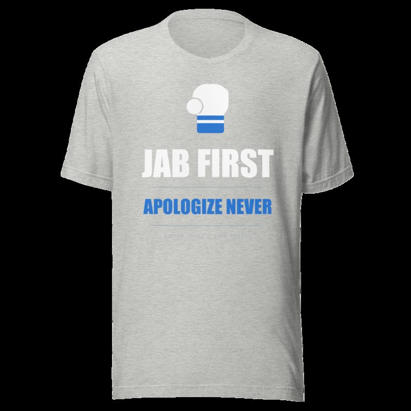 Ripped Shape Jab First, Apologize Never Sport Tee Athletic Heather