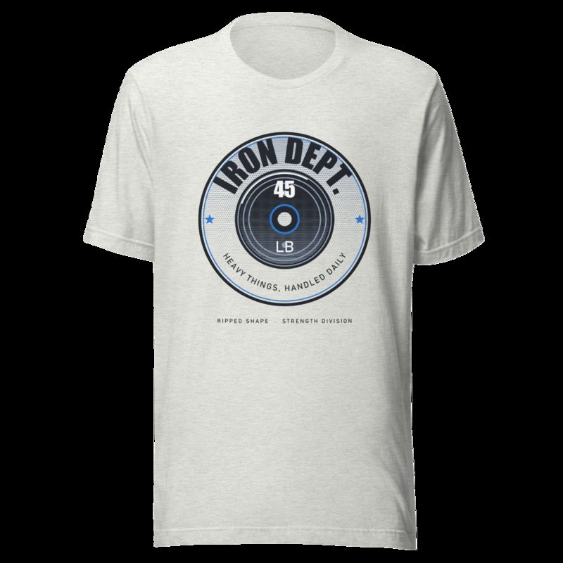 Ripped Shape Iron Dept. Plate Badge Strength Division Tee Ash