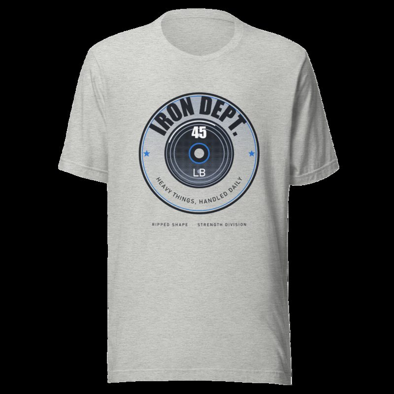 Ripped Shape Iron Dept. Plate Badge Strength Division Tee Athletic Heather