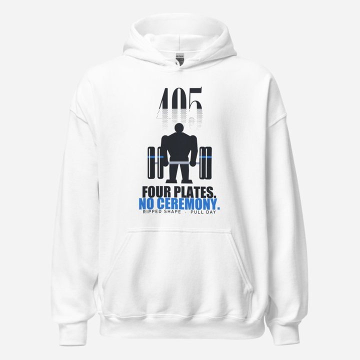 Ripped Shape 405 No Ceremony Strength Division Hoodie in White