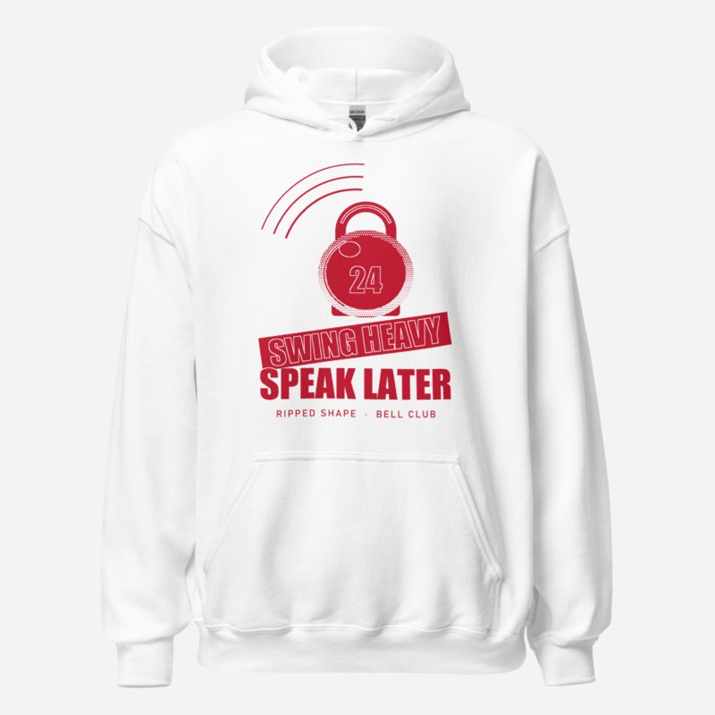 Ripped Shape Swing Heavy Speak Later Strength Division Hoodie in White