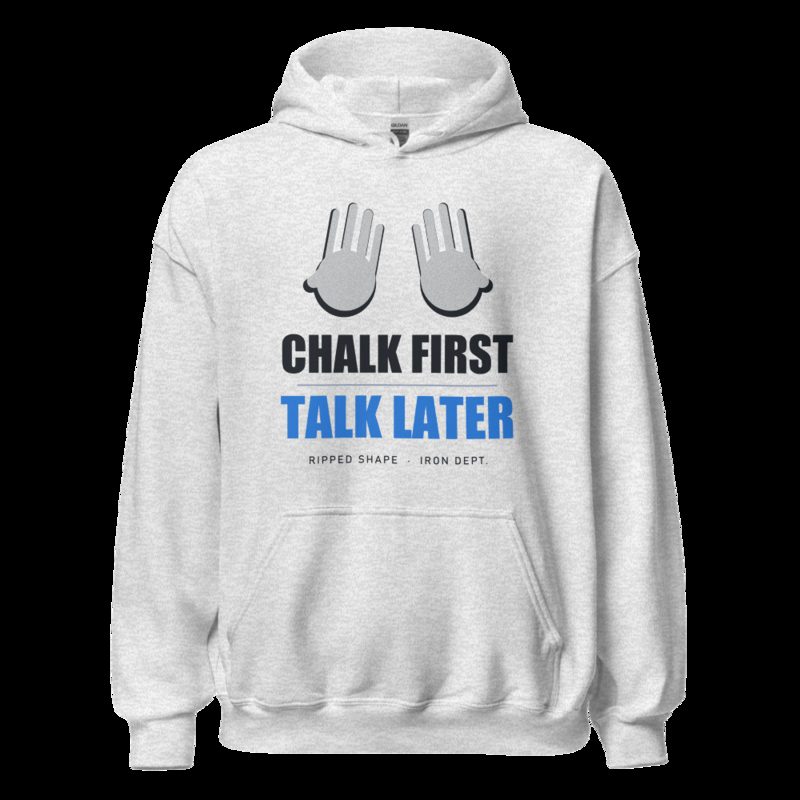 Ripped Shape Chalk First Talk Later Strength Division Hoodie Ash