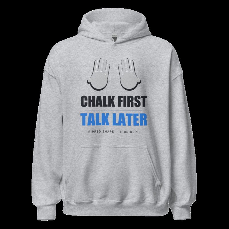 Ripped Shape Chalk First Talk Later Strength Division Hoodie Sport Grey