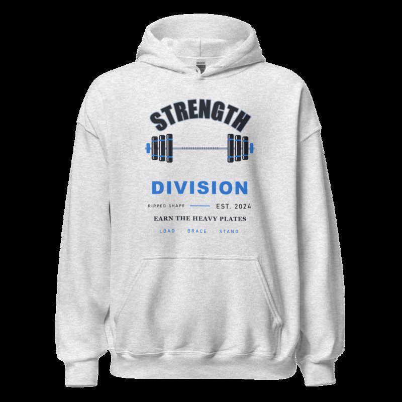 Ripped Shape Strength Division Varsity Strength Division Hoodie Ash