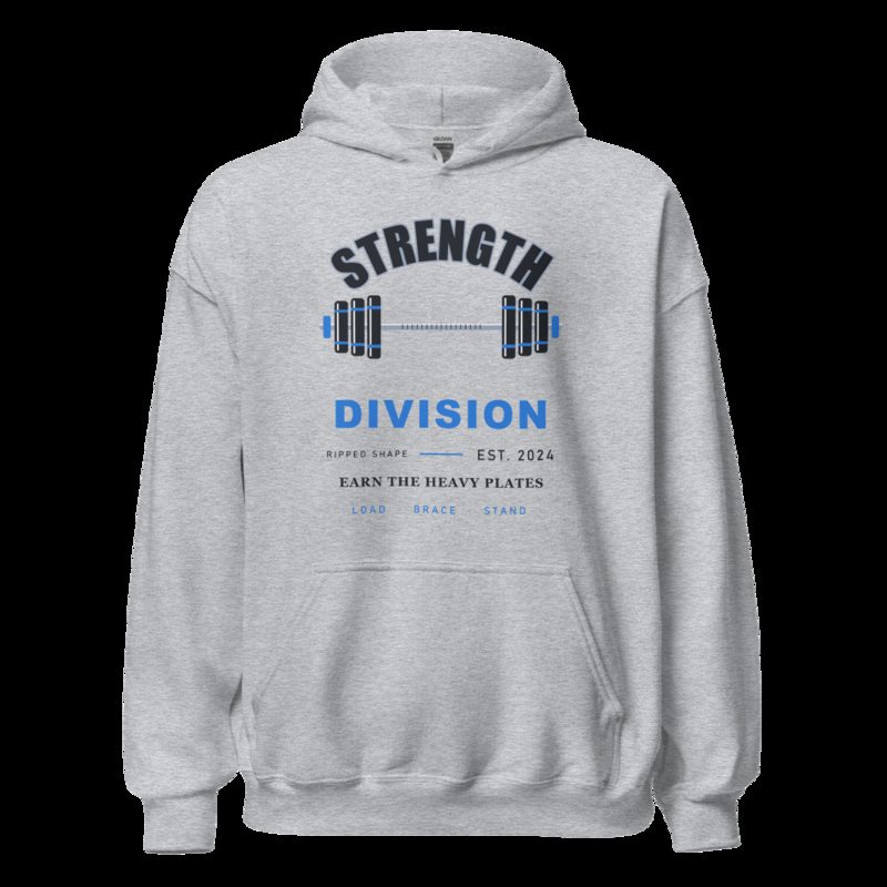 Ripped Shape Strength Division Varsity Strength Division Hoodie Sport Grey