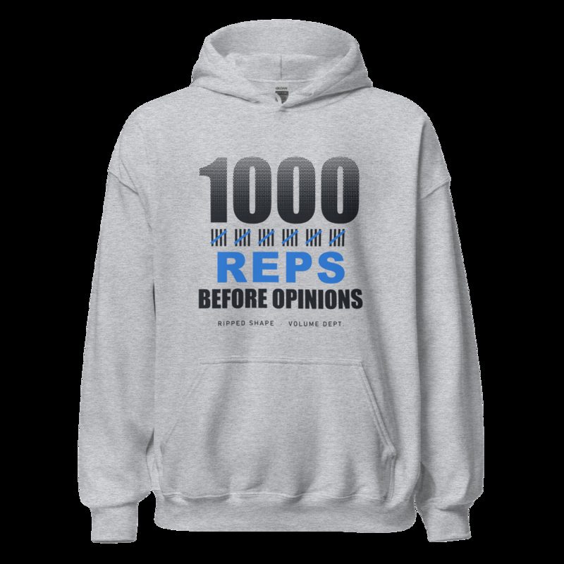 Ripped Shape 1000 Reps Before Opinions Strength Division Hoodie Sport Grey