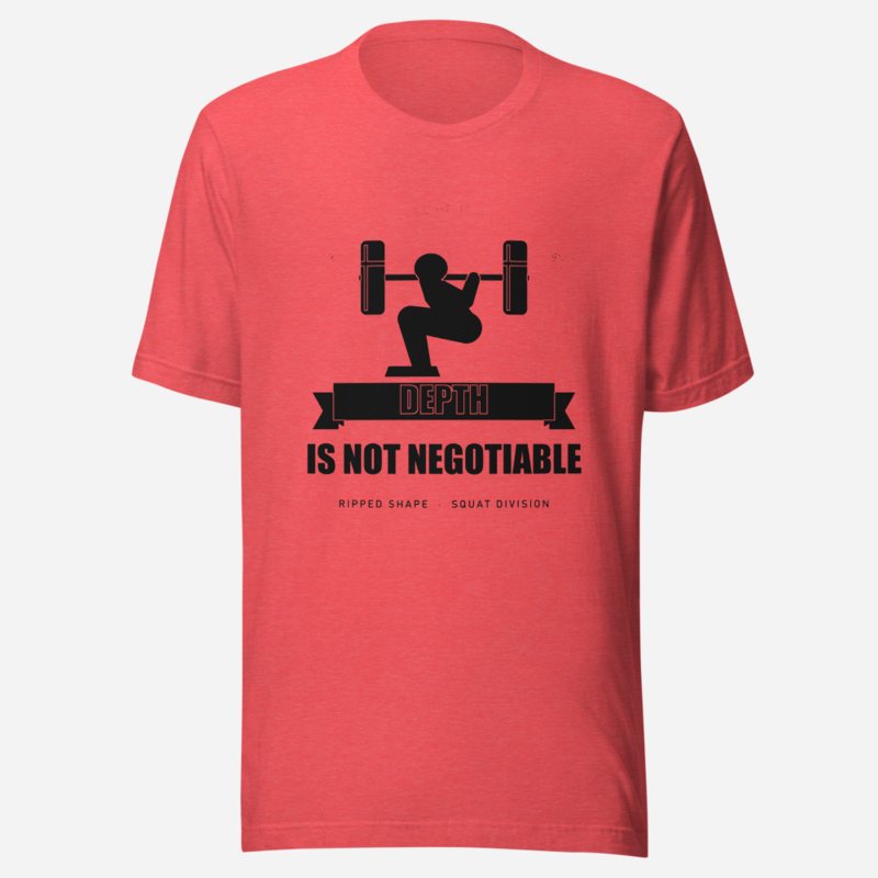 Ripped Shape Depth Is Not Negotiable Strength Division Tee in Heather Red