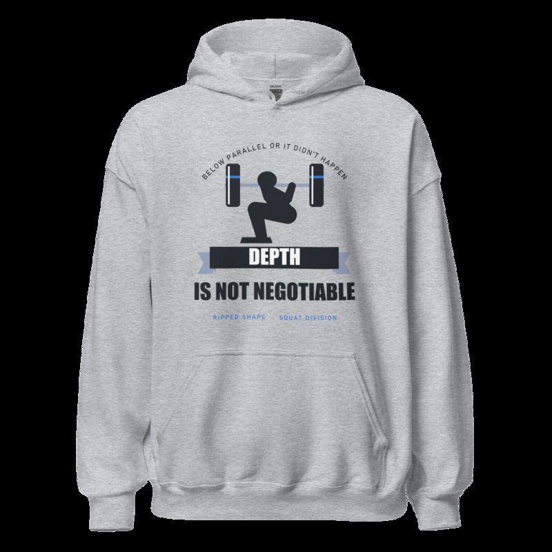 Ripped Shape Depth Is Not Negotiable Strength Division Hoodie Sport Grey